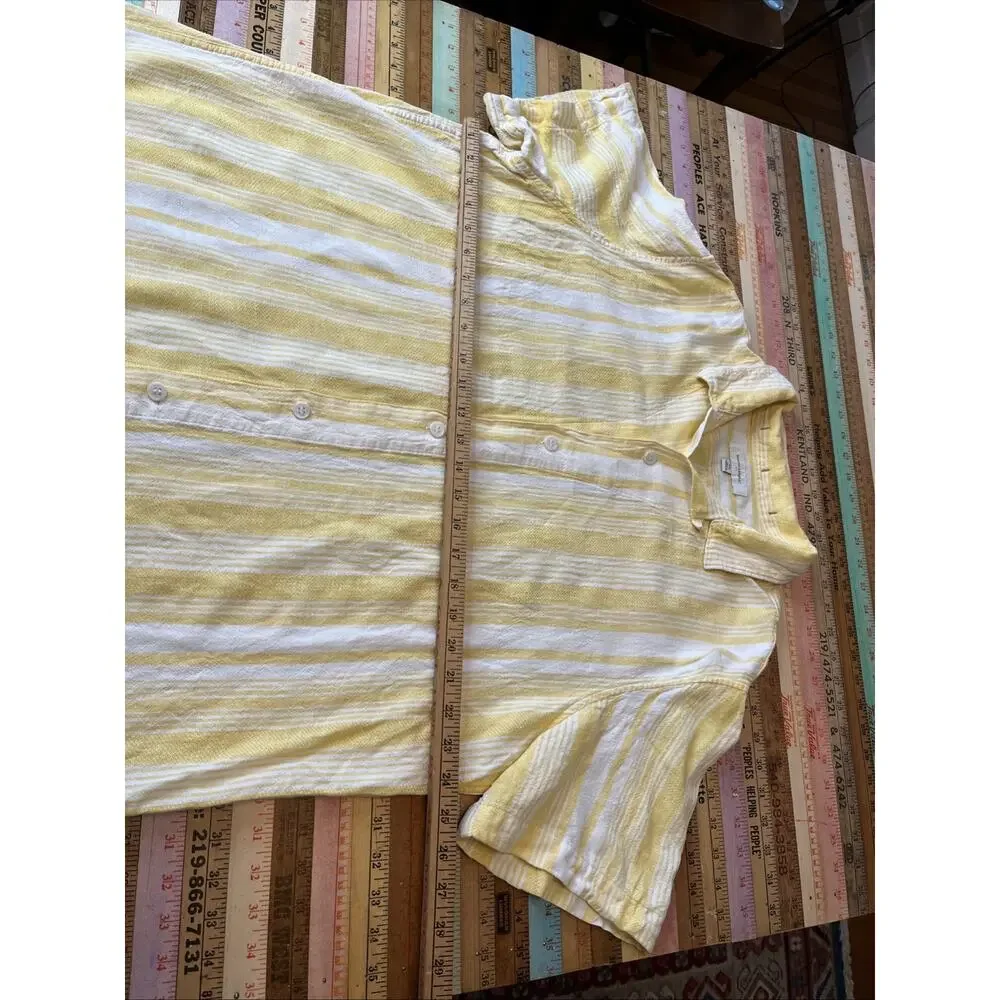 Lot 2 Banana Republic Button Down XL Stripe Floral Untucked Organic Cotton Linen